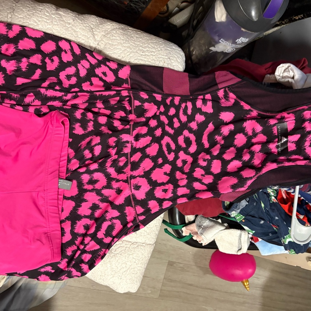 Pink Leopard Print Athletic Set adidas Stella McCartney active wear/tennis